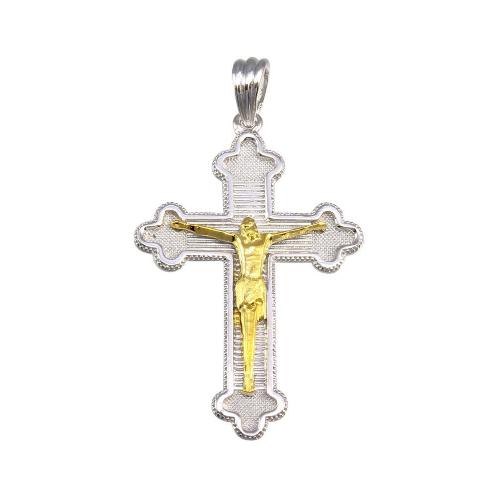 Two-Tone 925 Sterling Silver Plated Cross Pendant - GMP00044RG