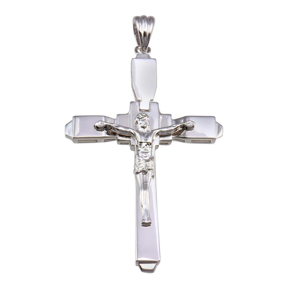 Rhodium Plated 925 Sterling Silver Cross Pendant - GMP00048