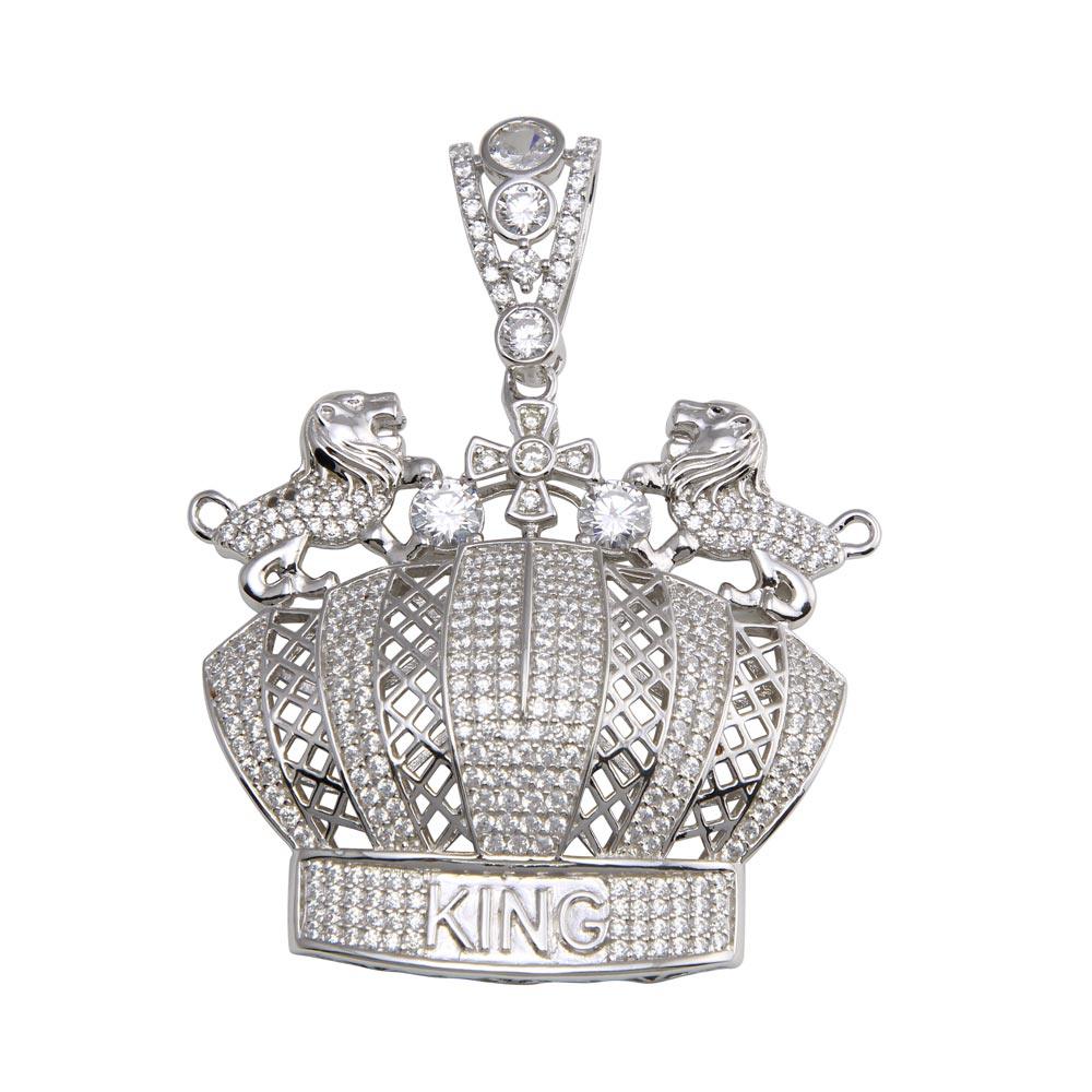 925 Sterling Silver Crown King CZ Pendant - GMP00072