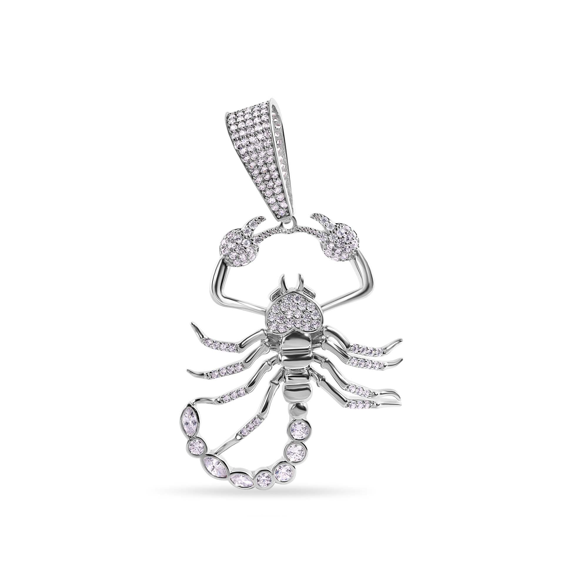 Rhodium Plated 925 Sterling Silver Scorpion Clear CZ Small Pendant - GMP00154