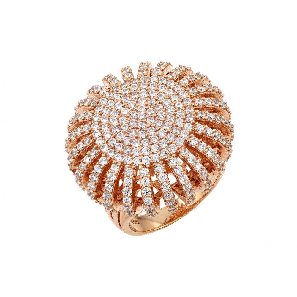 Silver 925 Rose Gold Plated Micro Pave Ring - GMR00026-RGP