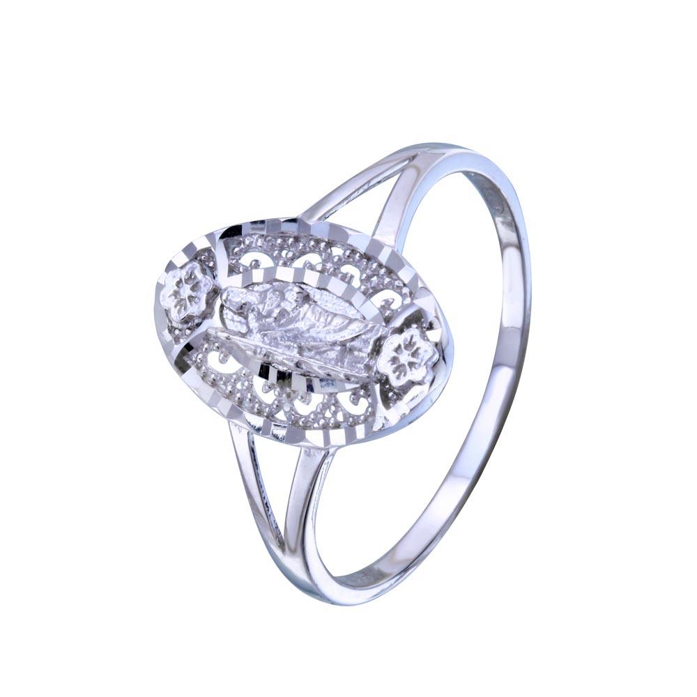 Rhodium Plated 925 Sterling Silver Saint Jude Diamond Cut Ring - GMR00335