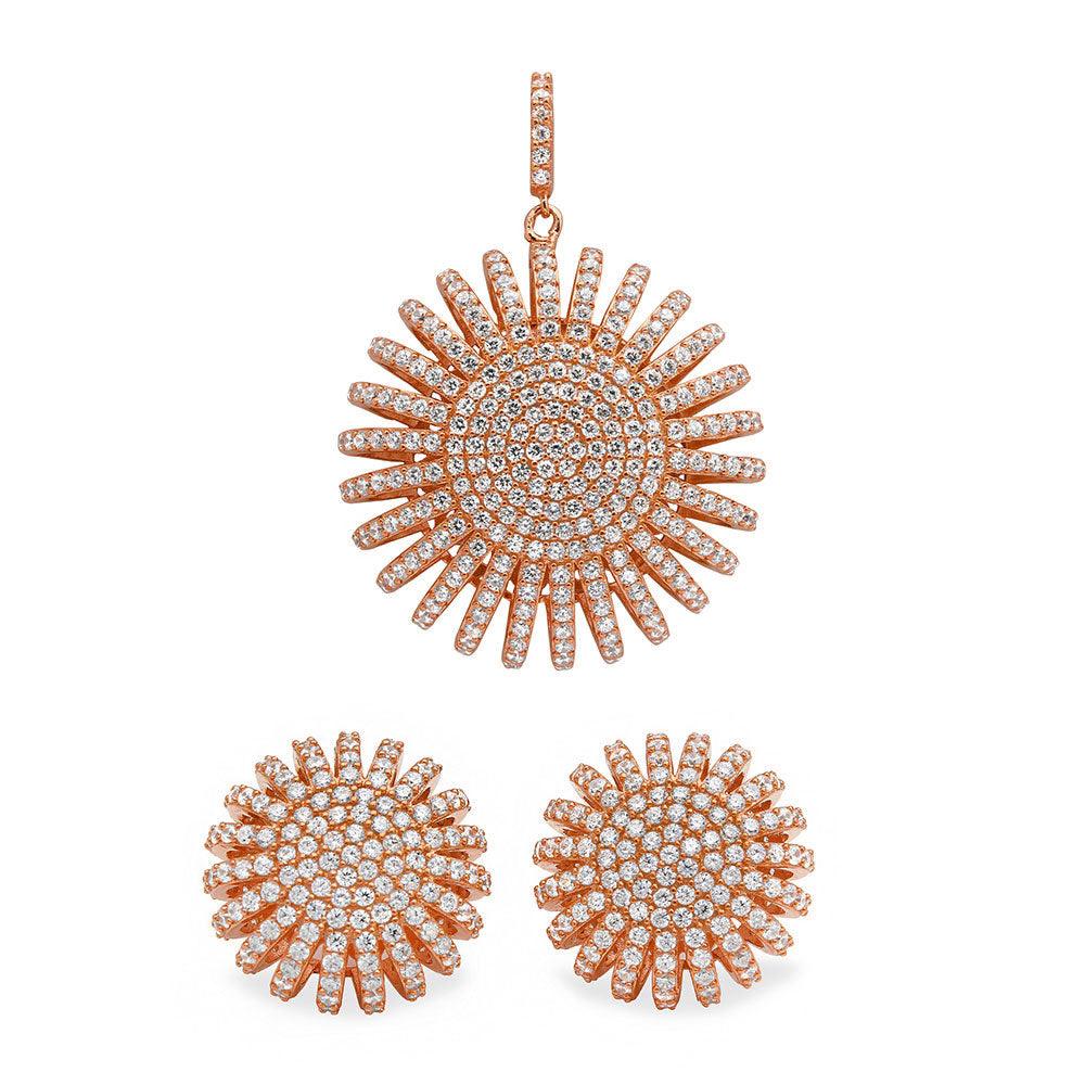 Rose Gold Plated 925 Sterling Silver Multi Pave Round Set - GMS00016RGP