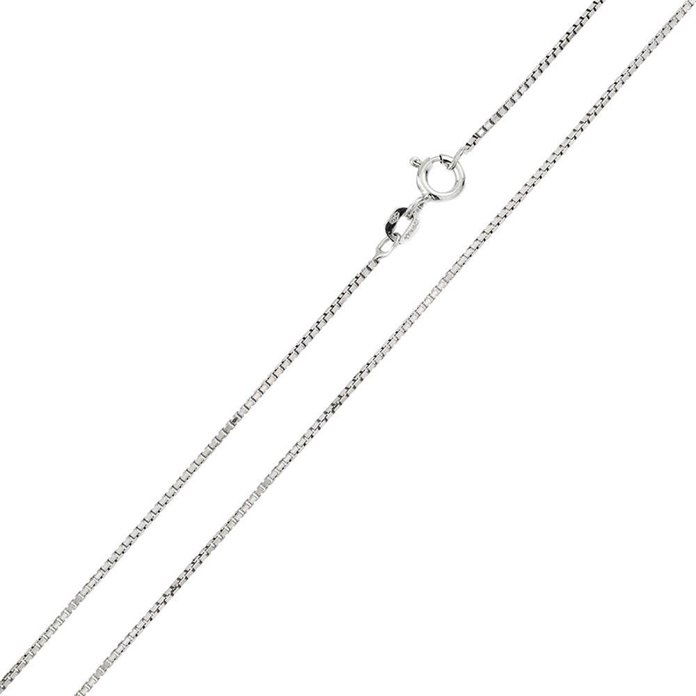 Rhodium Plated 925 Sterling Silver Shinny Greek Link Box 019 Chains 0.9mm (Pk of 6) - CH206 RH