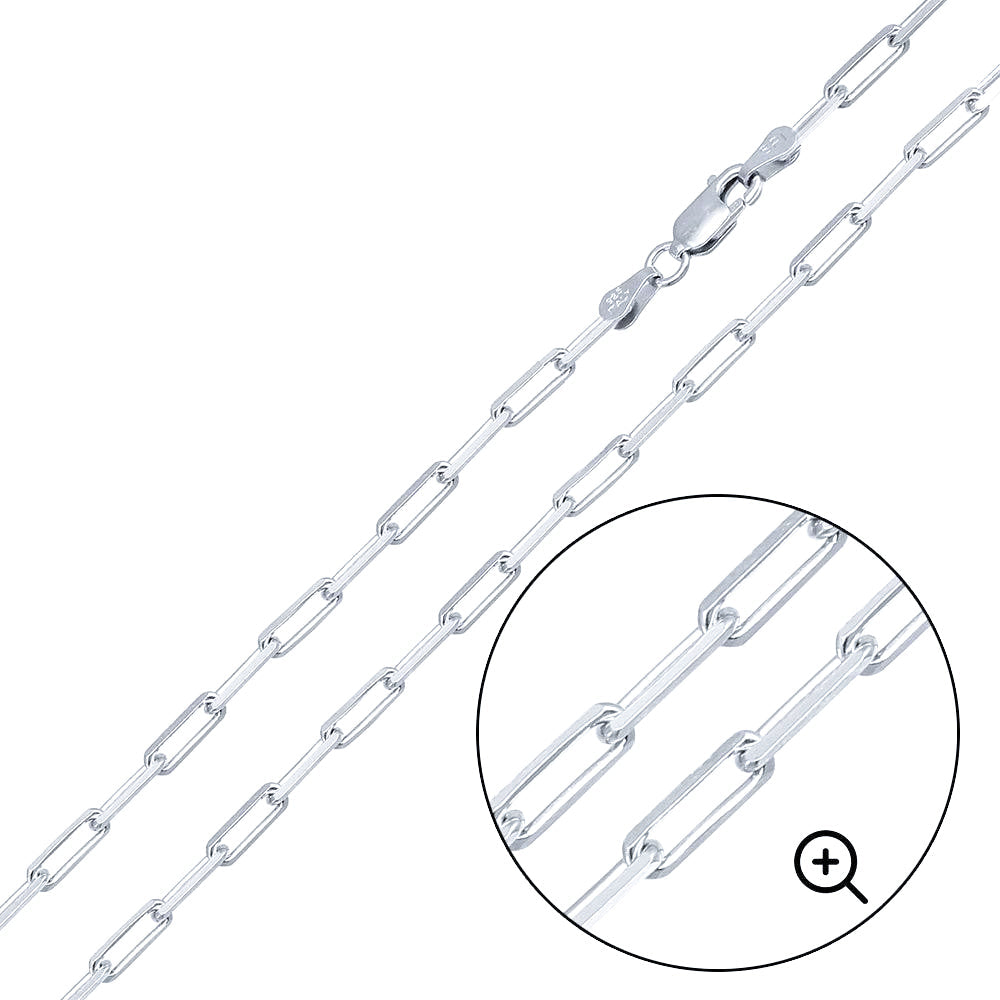 925 Sterling Silver Diamond Cut Paperclip 100 Link 2.9mm Chain - CH35 SL