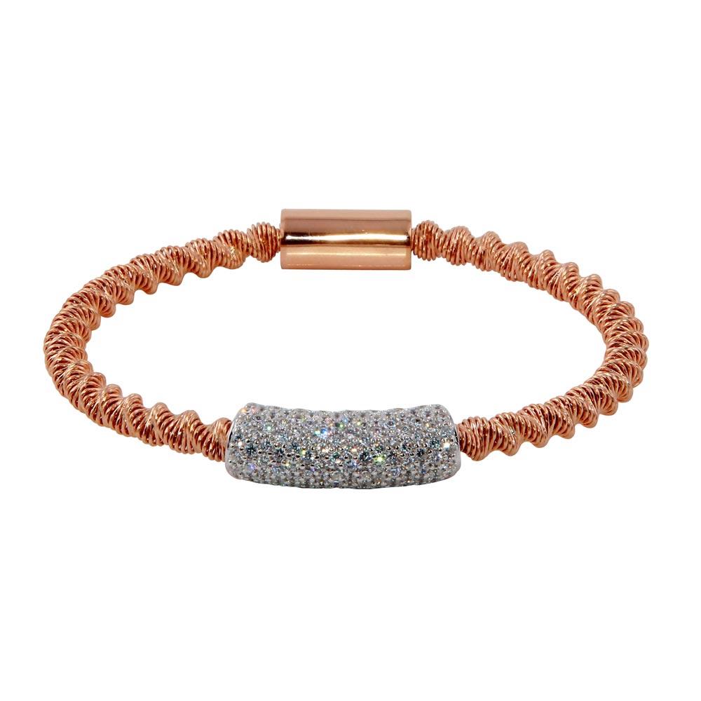 Rose Gold Plated 925 Sterling Silver Italian Bracelet with CZ - ITB00095RGP