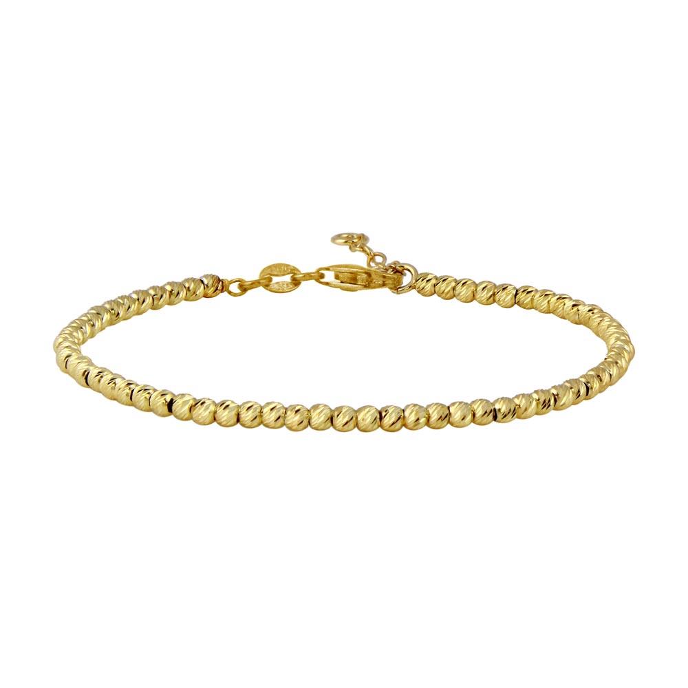 Closeout-Gold Plated 925 Sterling Silver Italian Bead Adjustable Bracelet - ITB00121GP