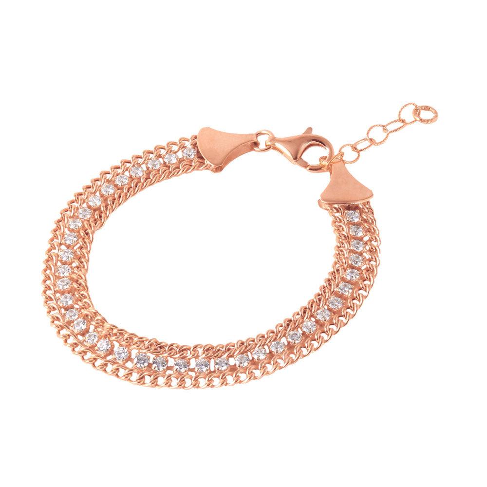 Silver 925 Rose Gold Plated Italian Tennis CZ Bracelet - ITB00205RGP