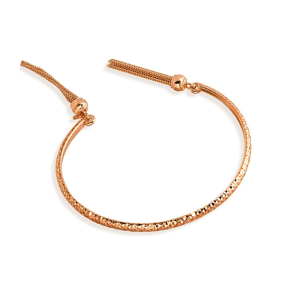 Rose Gold Plated 925 Sterling Silver DC Cuff Bracelet with Dangling Tassel - ITB00214RGP