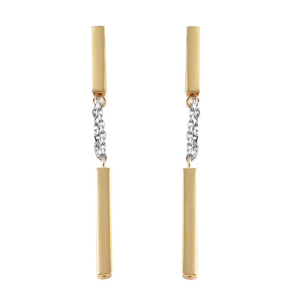 Silver 925 Gold Plated Danging Bar Earrings - ITE00072GP