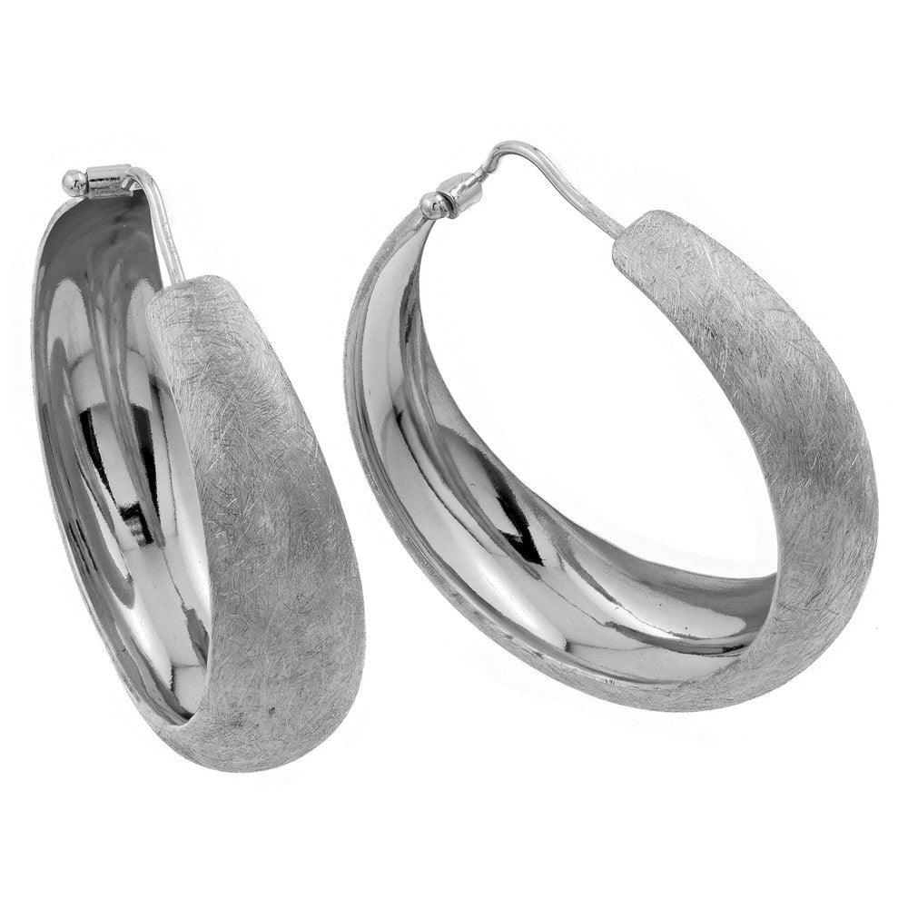 Silver 925 Rhodium Plated Hoop Earrings - ITE00081RHD