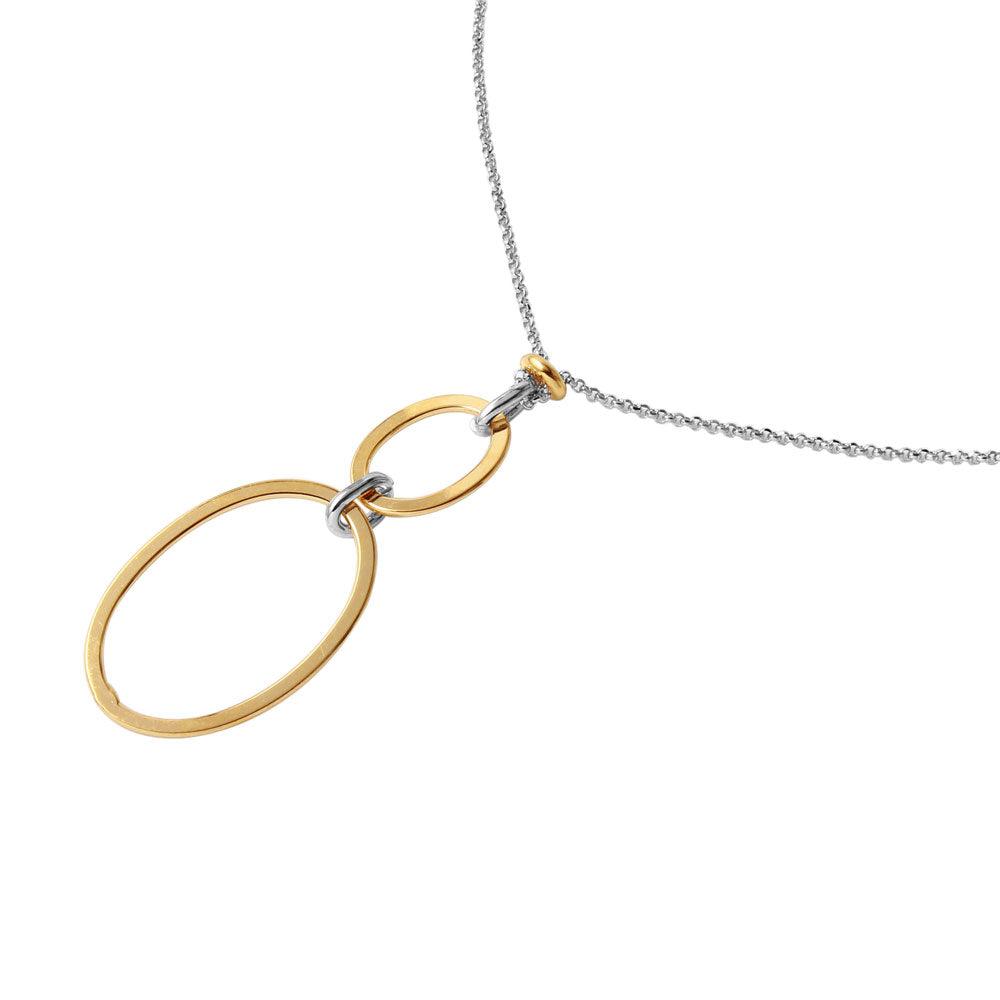 Silver 925 Chain Necklace with Gold Plated Dangling Loops Pendant - ITN00097RH-GP