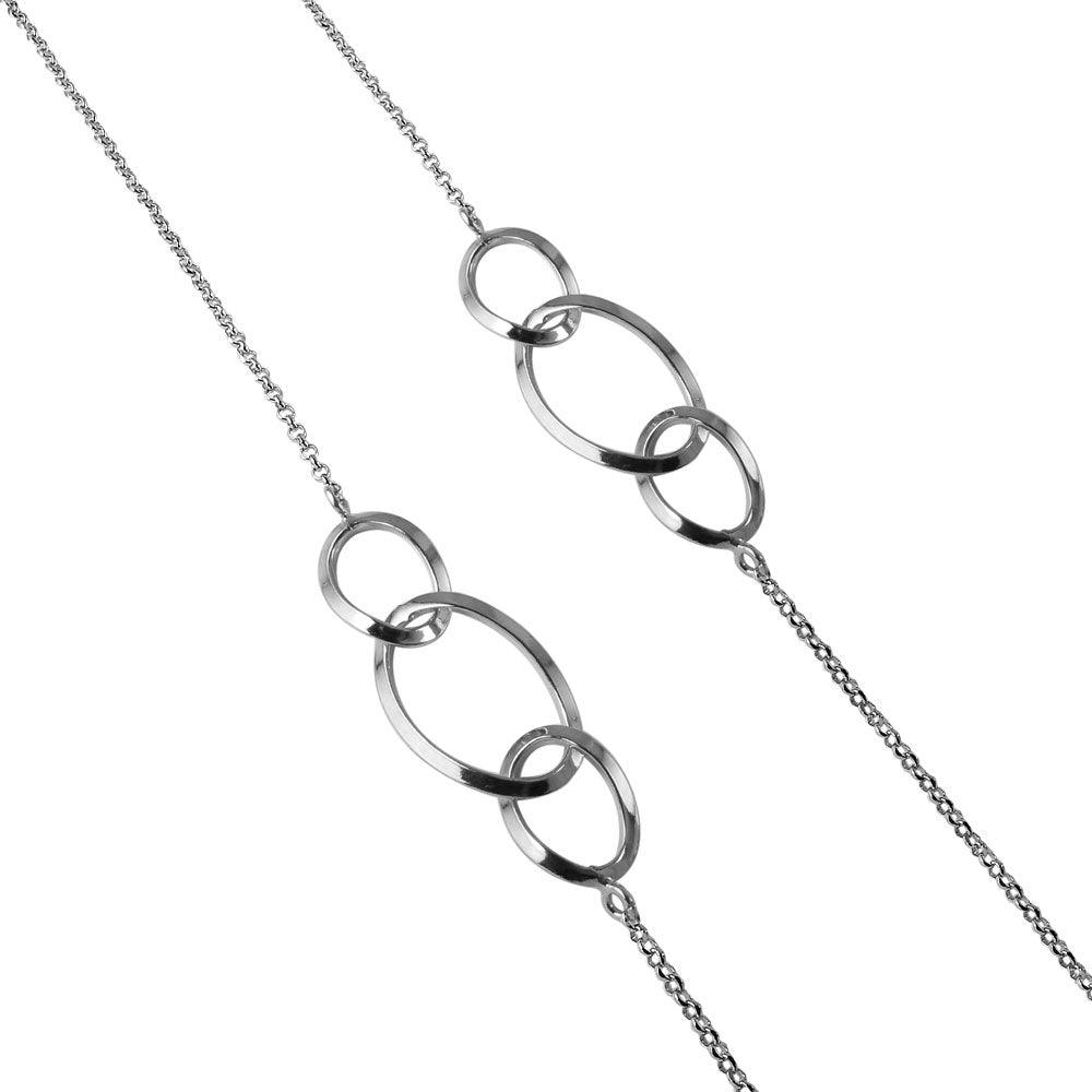 Silver 925 Chain Necklace with Rhodium Plated Intertwined Loops - ITN00113RH