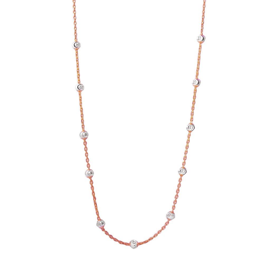 Rose Gold Plated 925 Sterling Silver Multi Diamond Cut Beads Two-Tone Rose Gold Plated Italian Necklace - ITN00134RGP