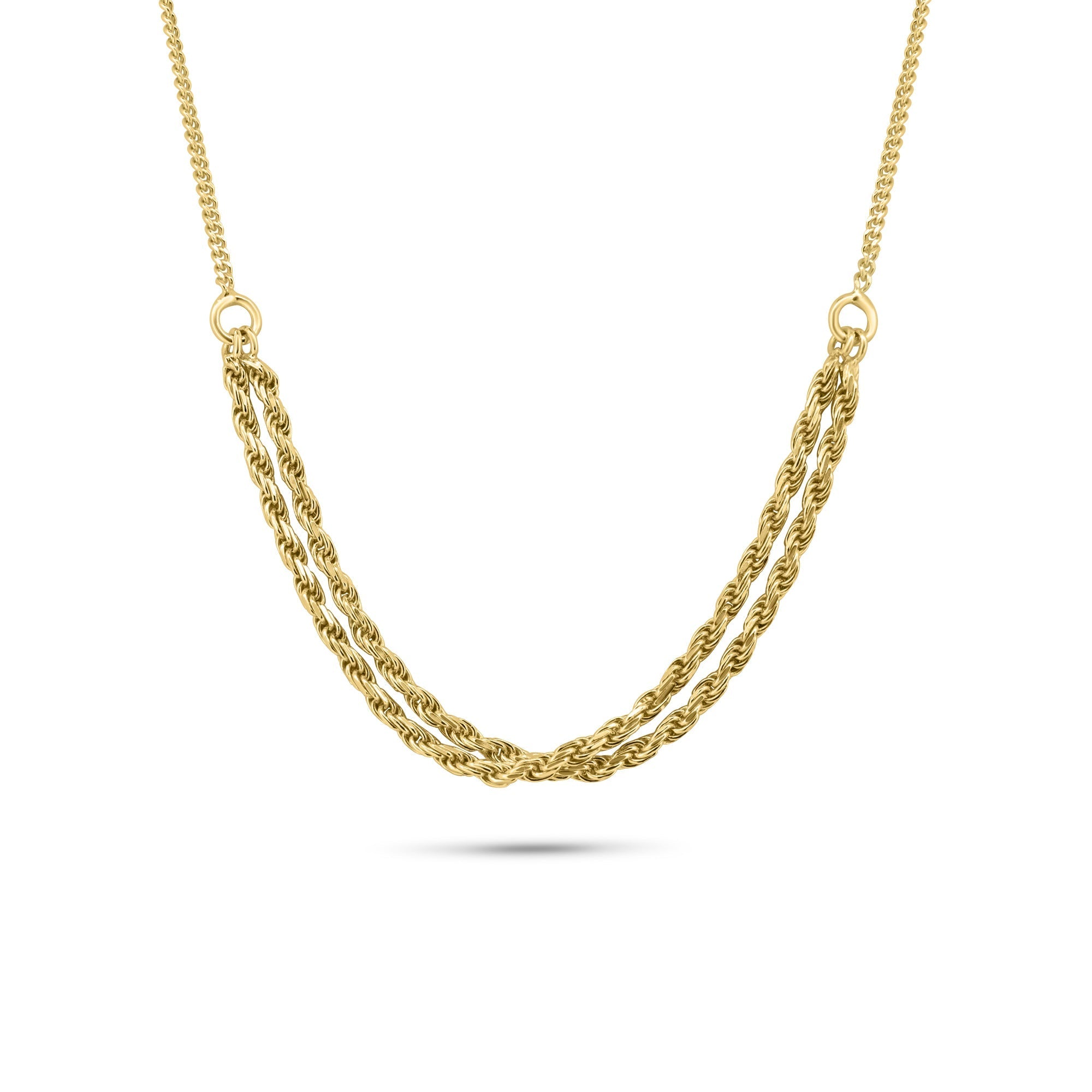 Gold Plated 925 Sterling Silver Curb Strand 1.7mm Rope Adjustable Necklace - ITN00171-GP