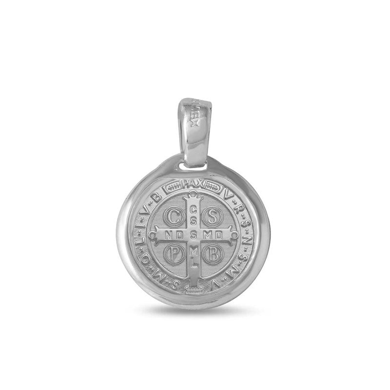 Silver 925 High Polished Saint Benedict Medallion 13mm - JCA026-BL10