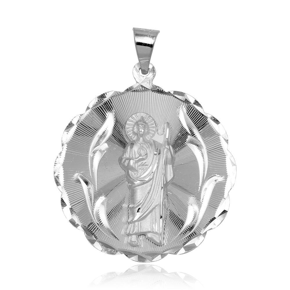 High Polished 925 Sterling Silver DC Round St. Jude Medallion Pendant - JCA100-5