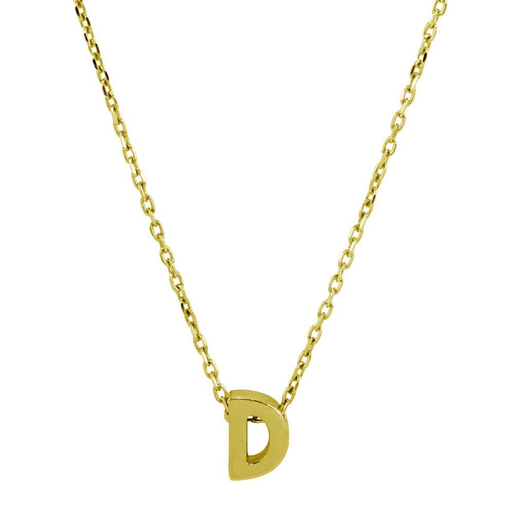 Gold Plated 925 Sterling Silver Small Initial D Necklace - JCP00001GP-D