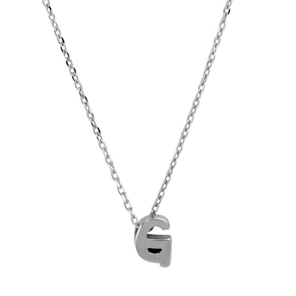 Rhodium Plated 925 Sterling Silver Initial G Necklace - JCP00001-G