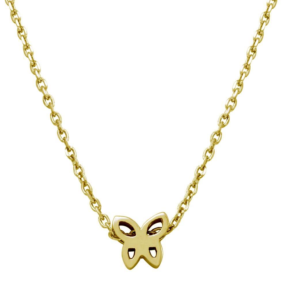 Gold Plated 925 Sterling Silver Mini Butterfly Pendant Necklace - JCP00004GP