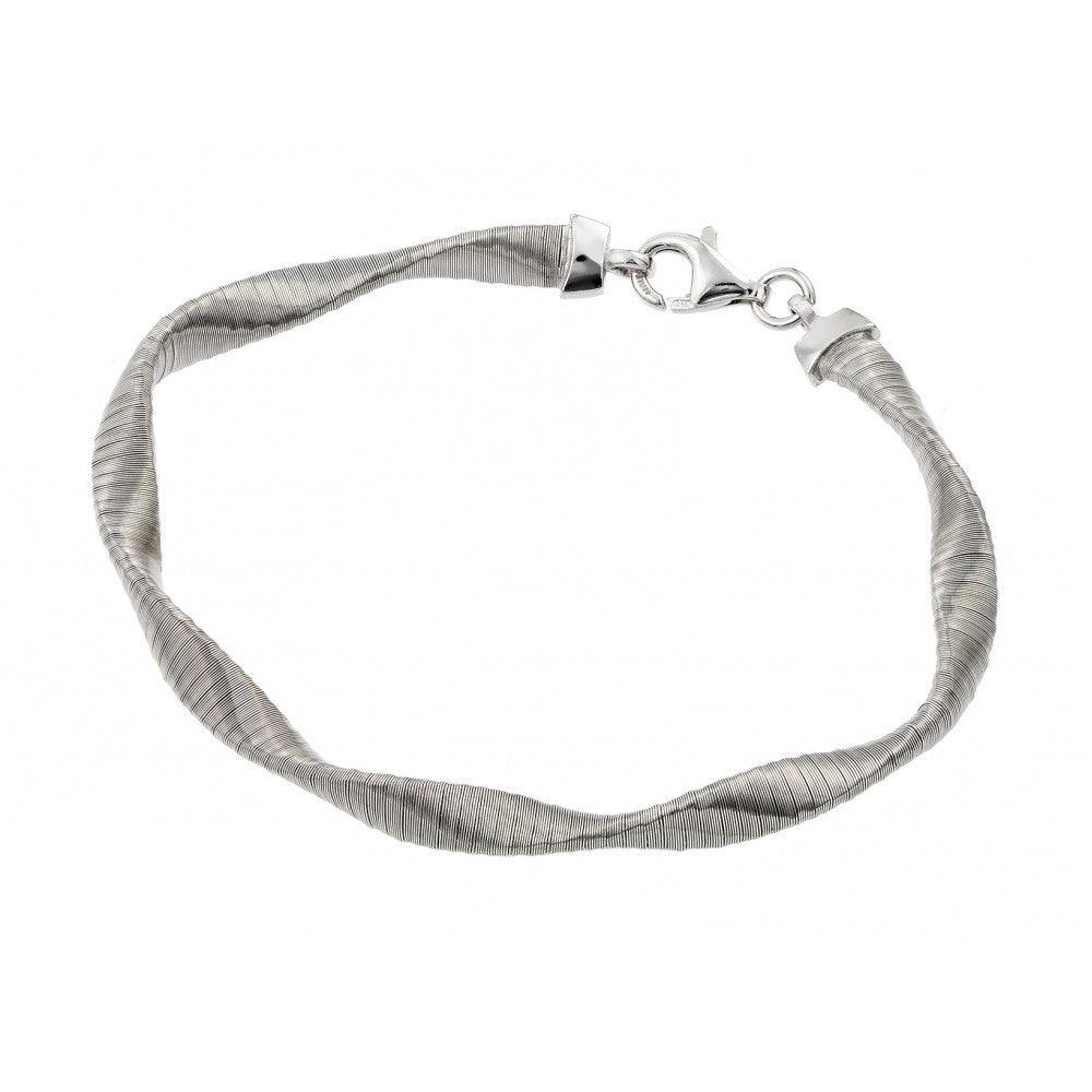 Silver 925 Rhodium Plated Mesh Twisted Italian Bracelet - JPB00006RH