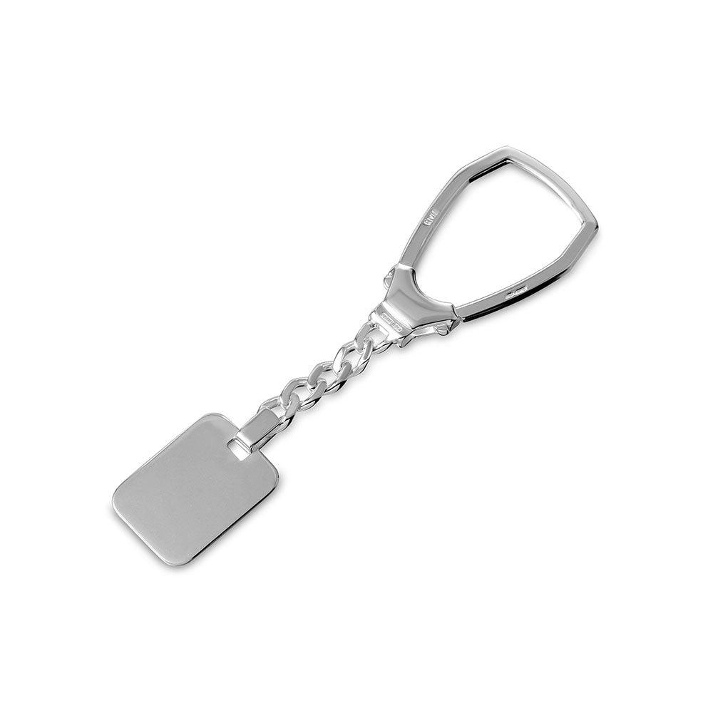 Silver 925 High Polished Rectangle Key Chain - KEYCHAIN13