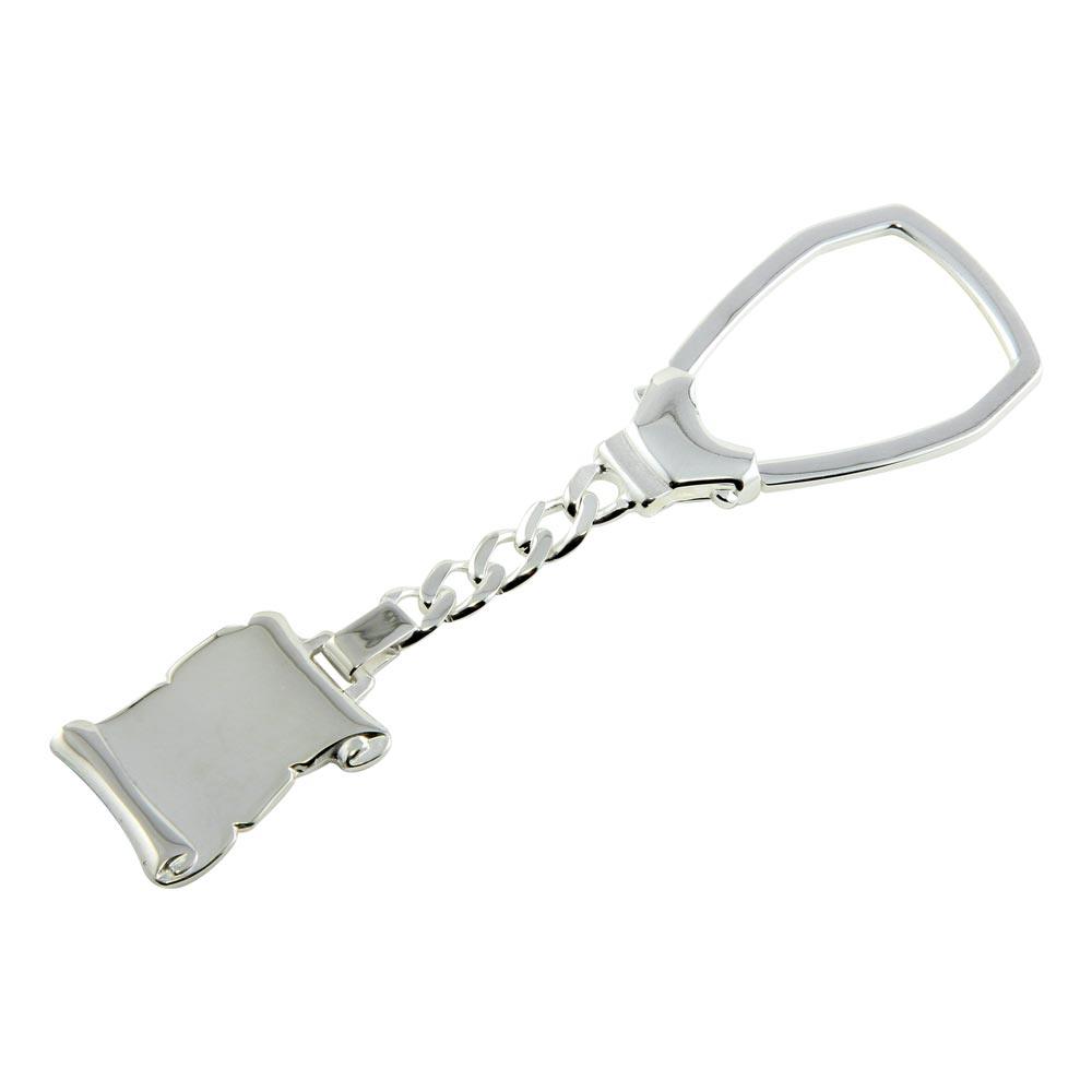 High Polished 925 Sterling Silver Scroll Keychain - KEYCHAIN22