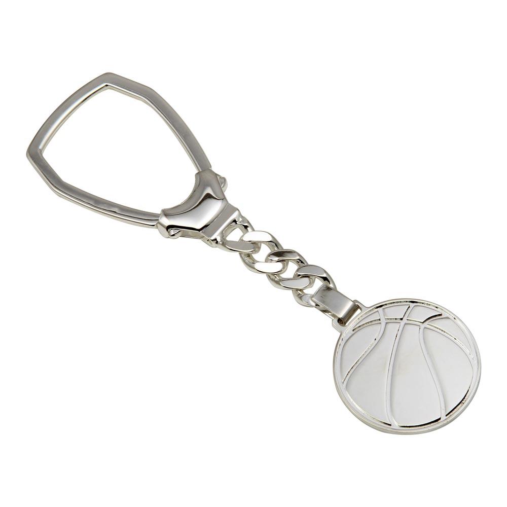 Rhodium Plated 925 Sterling Silver Basketball Keychain - KEYCHAIN26