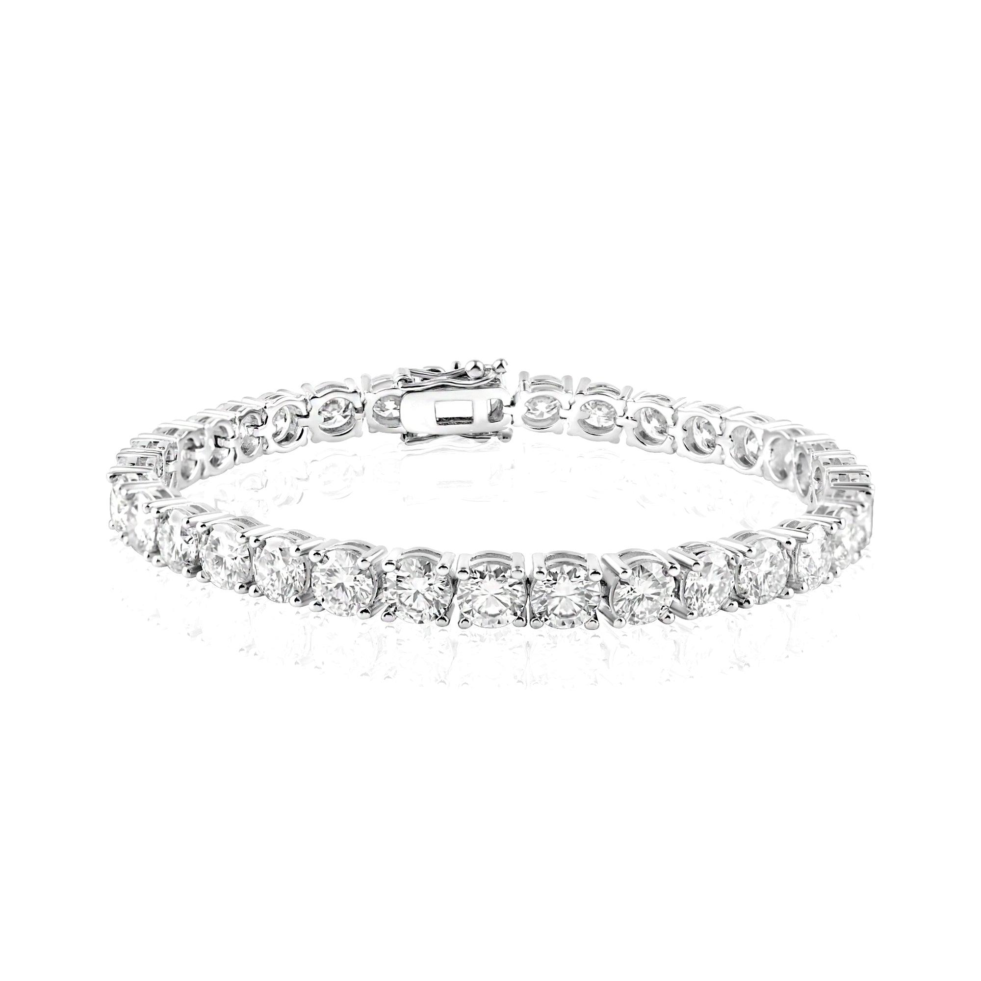 Rhodium Plated 925 Sterling Silver Moissanite Stone 5mm Tennis Bracelet - MBGB00003