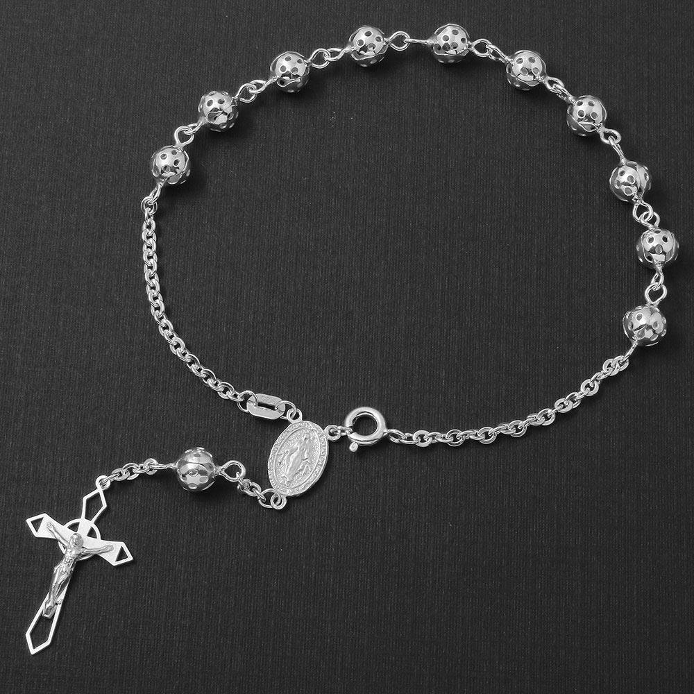 Silver 925 Filigree Rosary Bracelet 6.3mm - ROSB14-6MM