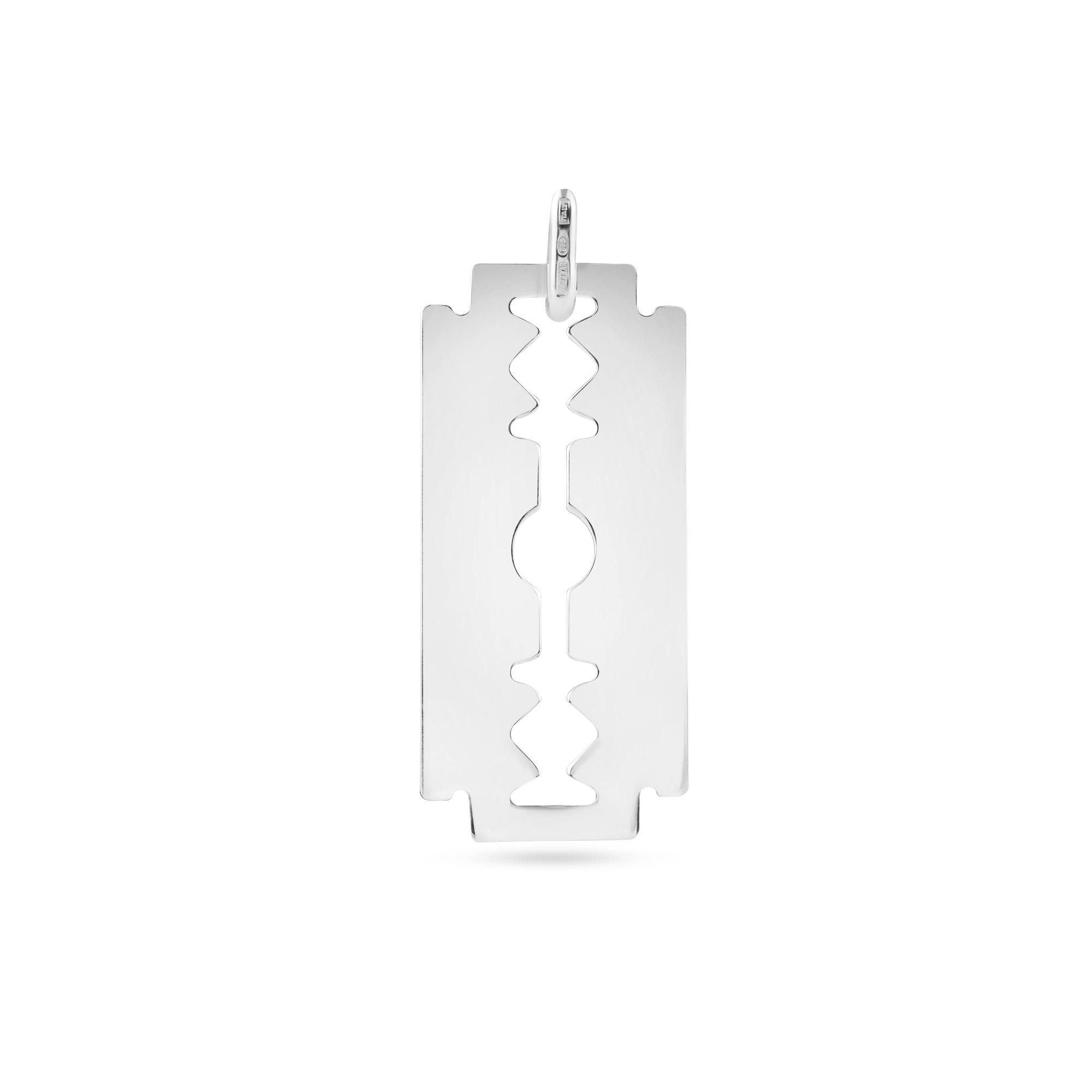 High Polished 925 Sterling Silver Razor Blade 14mm x 29.8mm Pendant - ARP00058