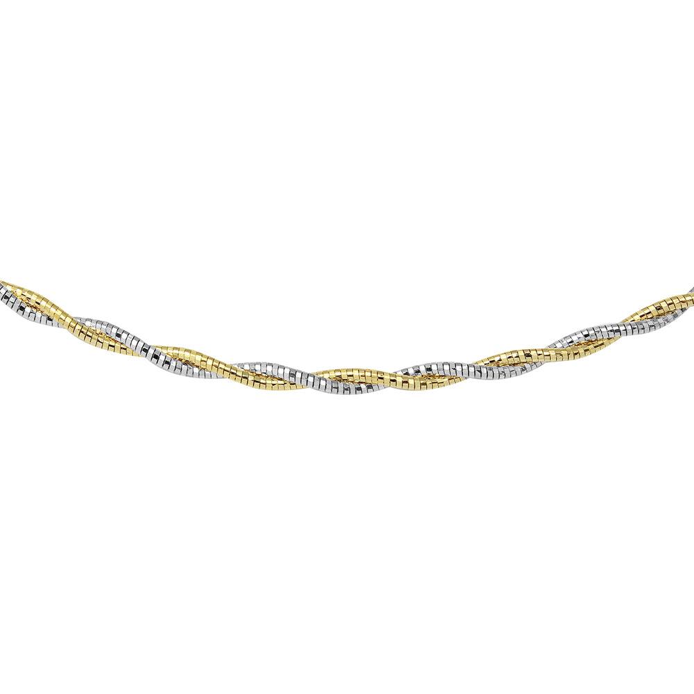 Two-Tone Rhodium and Gold Plated 925 Sterling Silver 2 Layer Omega Spring 180 Chain  2.7mm - CH904 GP