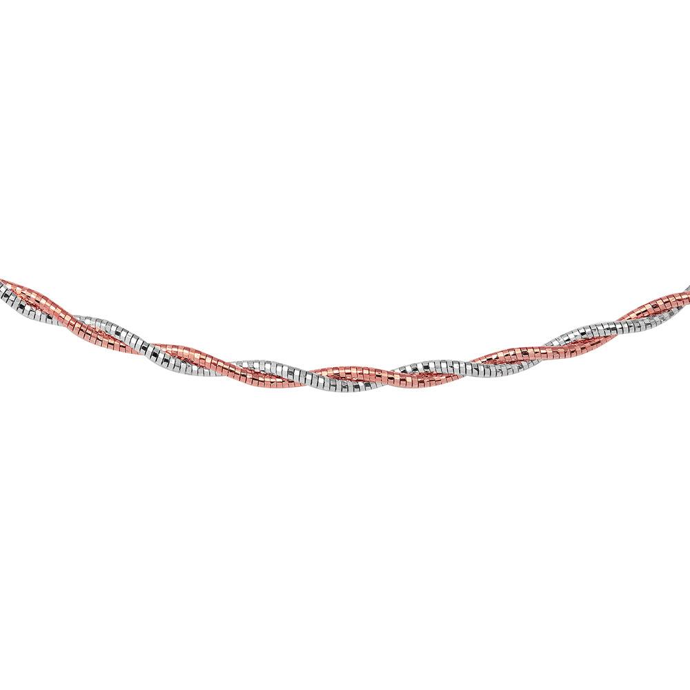 Two-Tone Rhodium And Rose Gold Plated 925 Sterling Silver 2 Layer Omega Spring Chain  2.7mm - CH905 RGP