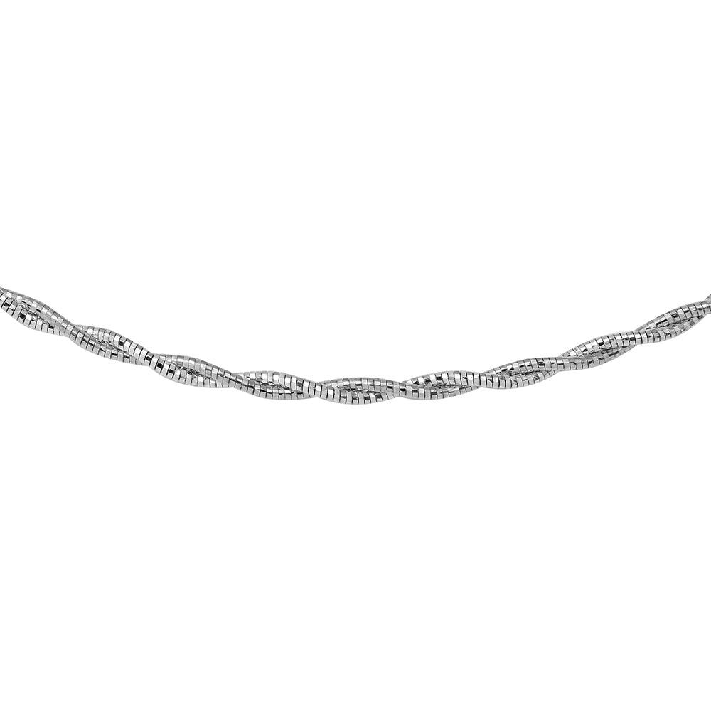 Rhodium Plated Two-Tone 925 Sterling Silver 2 Layer Omega Spring 180 Chain 2.7mm - CH903 RH