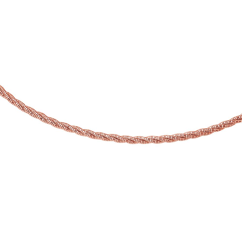 Rose Gold Plated 925 Sterling Silver Layer Twisted Omega Spring Chain  3mm - CH913 RGP