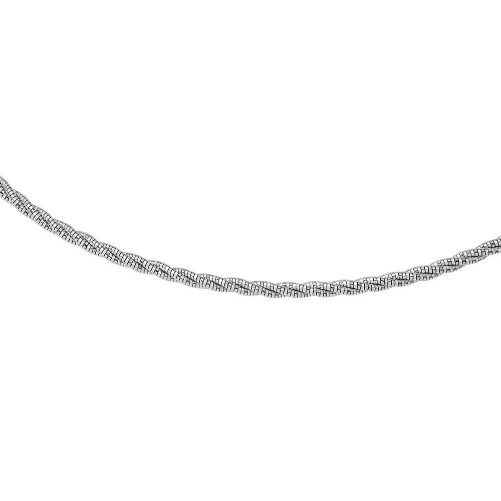 Rhodium Plated 925 Sterling Silver3 Layer Twisted Omega Spring Chain  3mm - CH911 RH