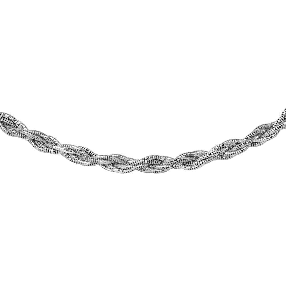 Rhodium Plated 925 Sterling Silver Layer Twisted Omega Spring Chain 5.5mm - CH915 RH