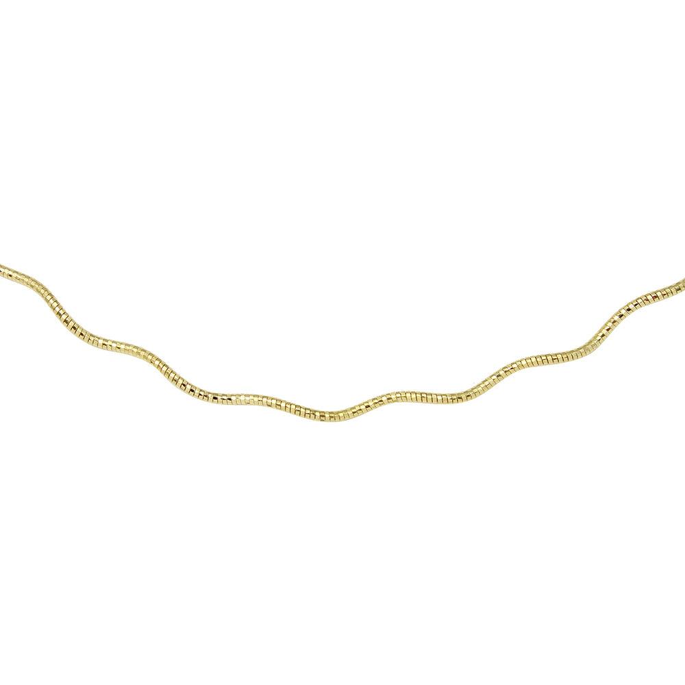 Gold Plated 925 Sterling Silver1 Layer Wave Omega Spring Chain 1.3mm - CH923 GP