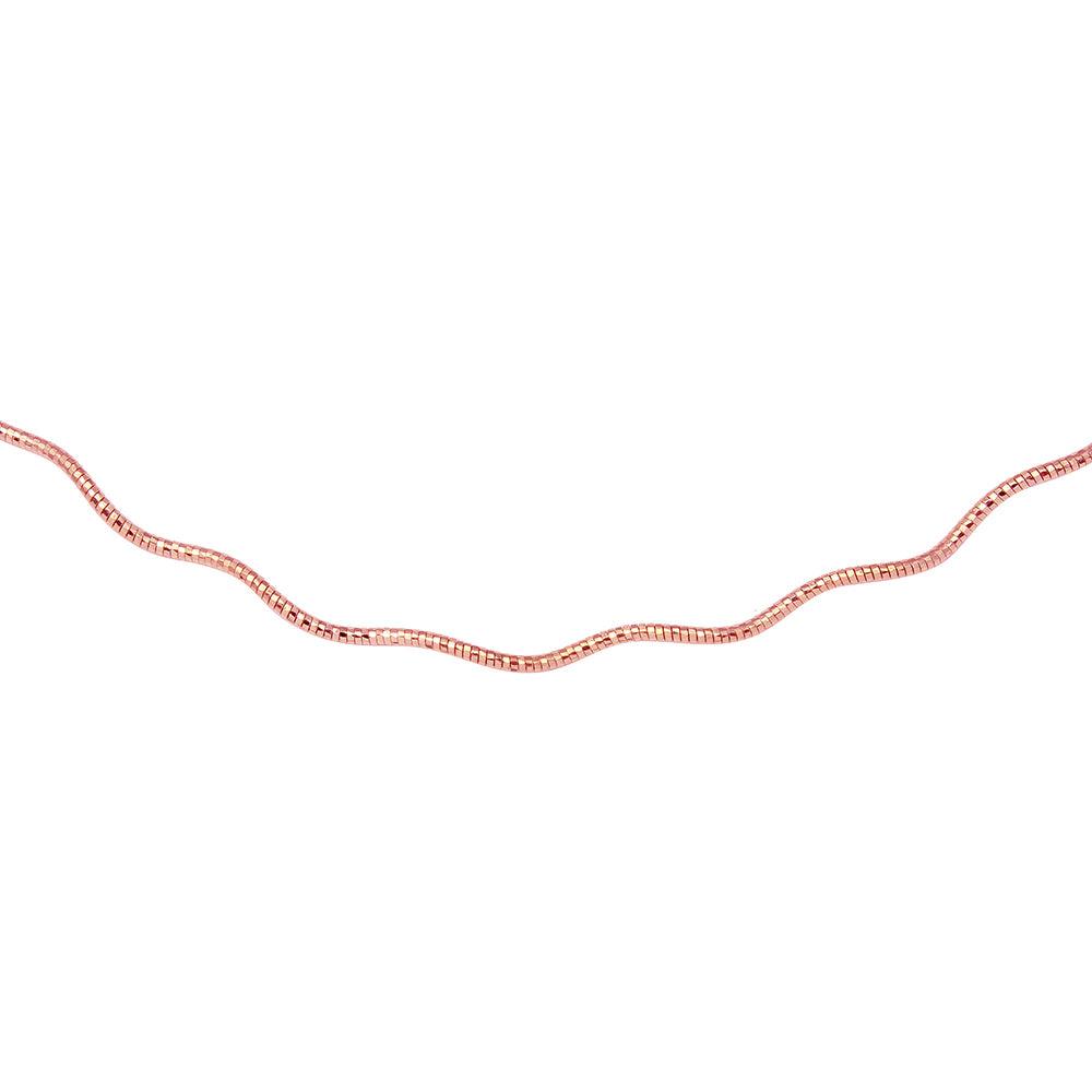 Rose Gold Plated 925 Sterling Silver1 Layer Wave Omega Spring Chain  1.3mm - CH924 RGP