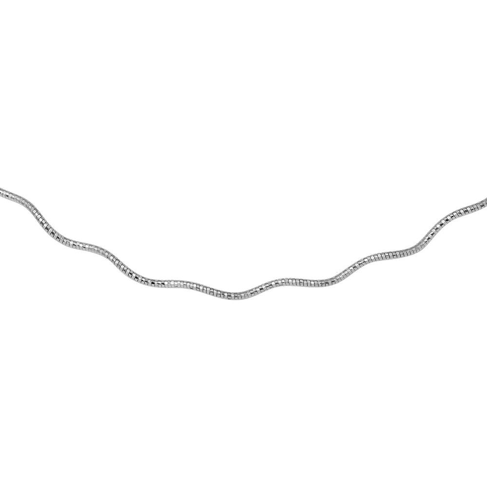 Rhodium Plated 925 Sterling Silver Layer Wave Omega Spring Chain 1.3mm - CH922 RH