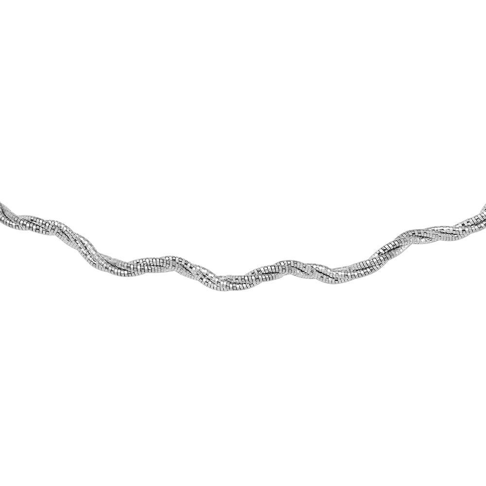 Rhodium Plated 925 Sterling Silver3 Layer Wave Omega Spring Chain  2.7mm - CH918 RH