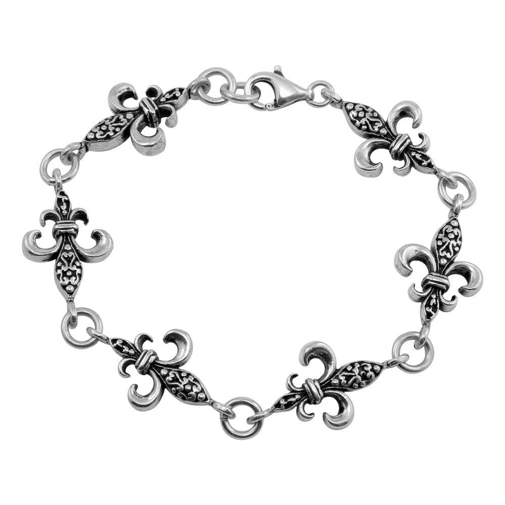 Closeout-Oxidized 925 Sterling Silver Filigree Link Bracelet - OXB00016