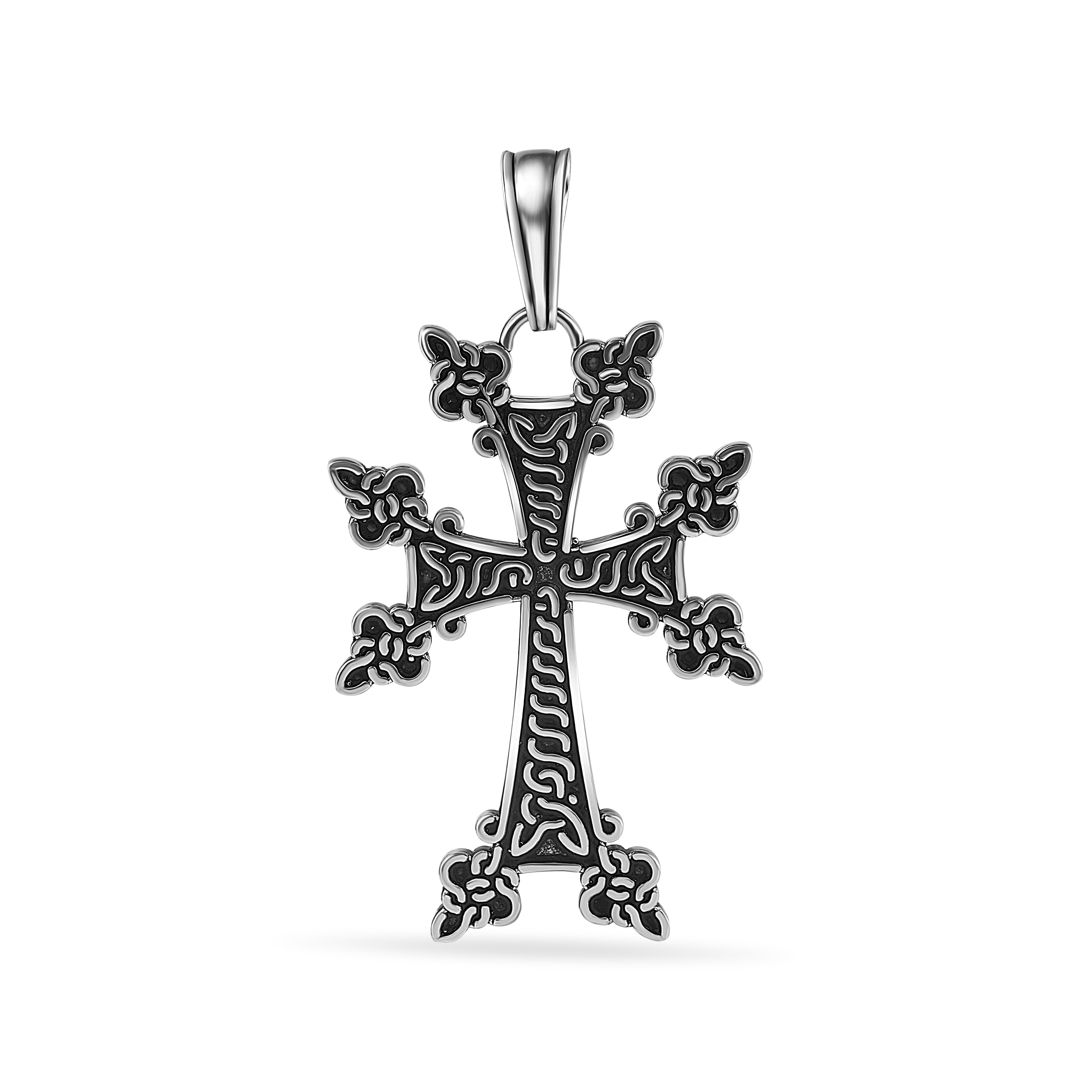 Oxidized 925 Sterling Silver Celtic Cross Pendant - OXP00009