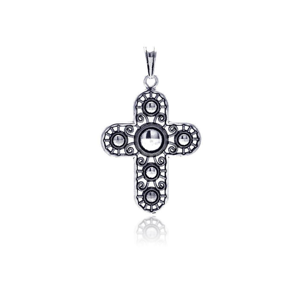 Oxidized 925 Sterling Silver Outline Cross Pendant - OXP00010