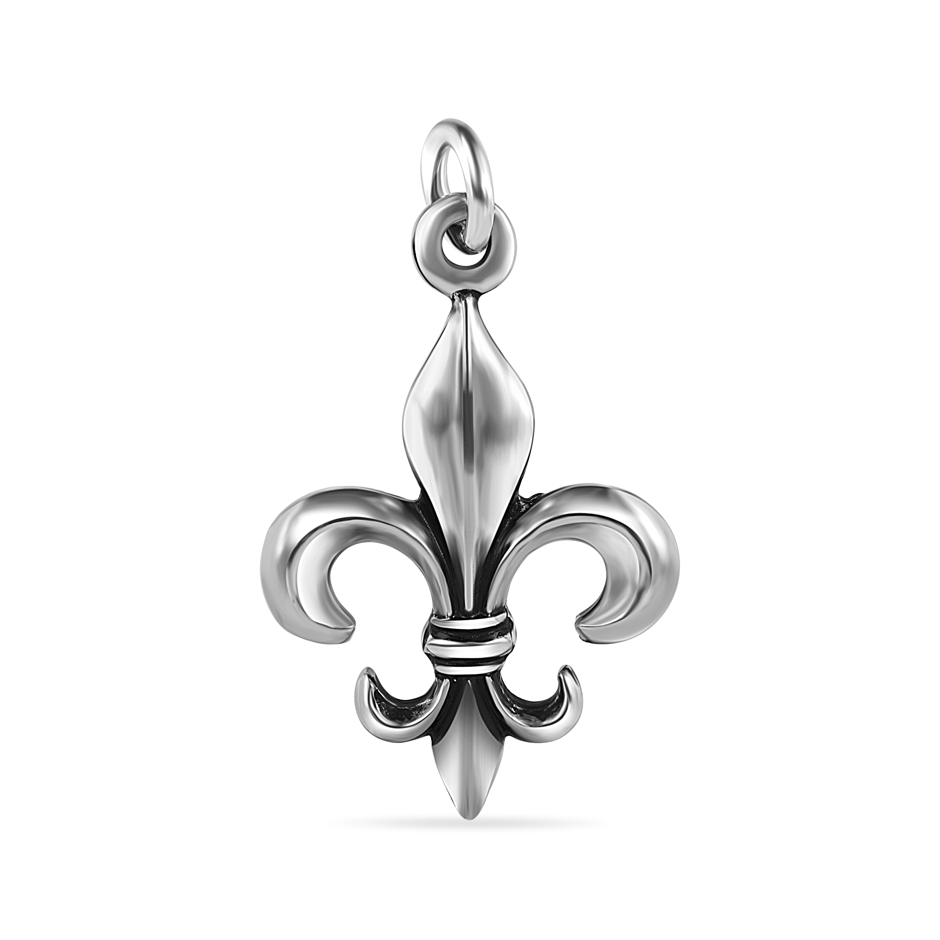 Oxidized 925 Sterling Silver Fleur De Lis Pendant - OXP00035