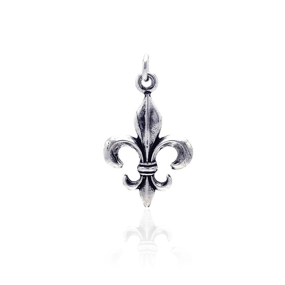 Oxidized 925 Sterling Silver Fleur De Lis Pendant - OXP00035