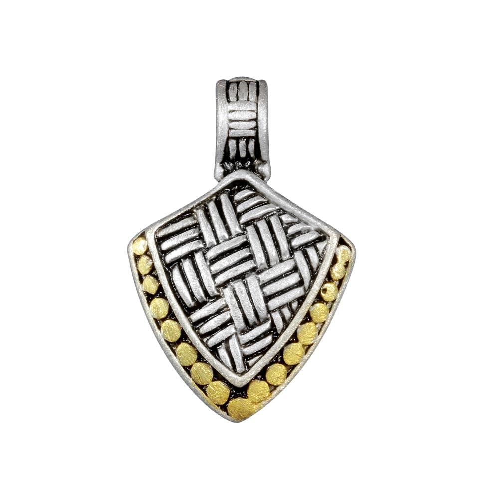 Closeout-Two-Tone 925 Sterling Silver Shield Pendant - SPP00028