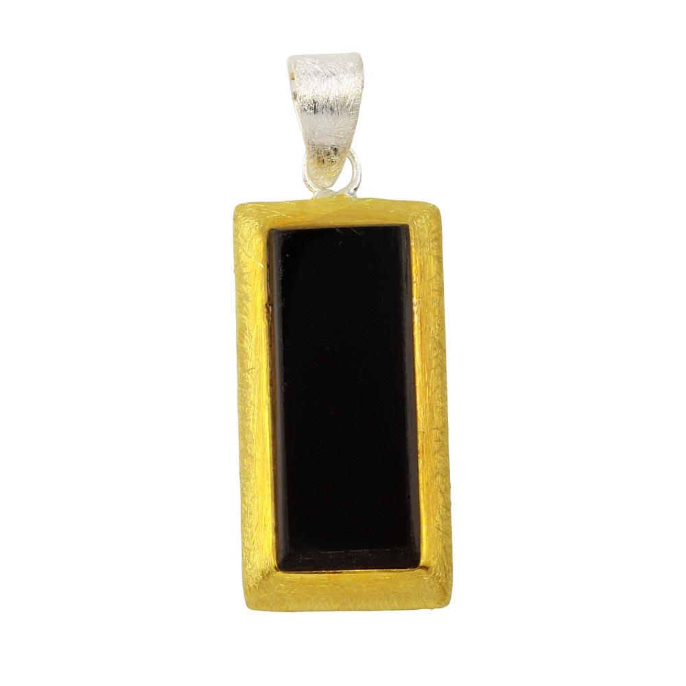 Closeout-Three-Tone 925 Sterling Silver Bar Pendant - P 640350