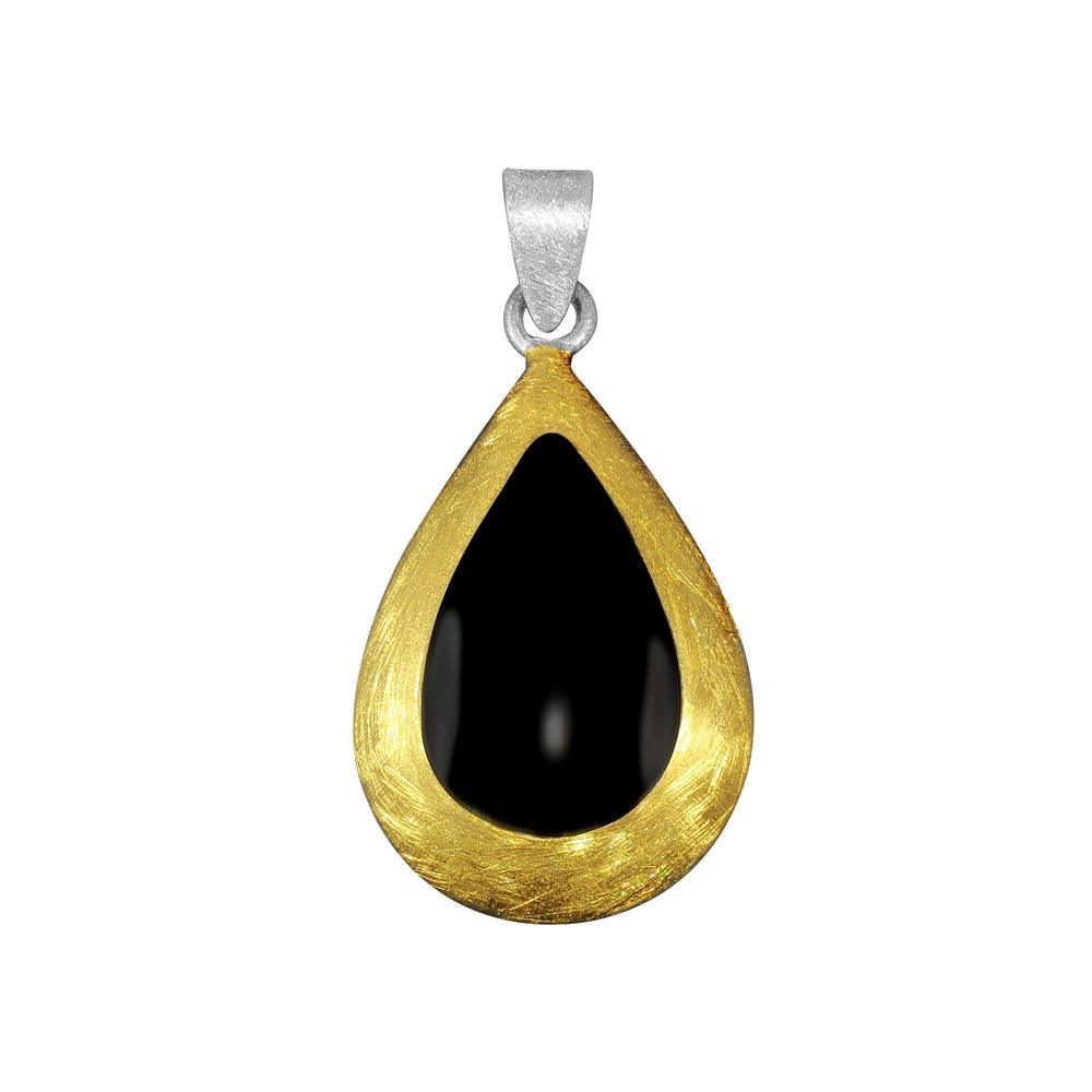 Closeout-Silver Two-Toned Teardrop Pendant - PE 640347