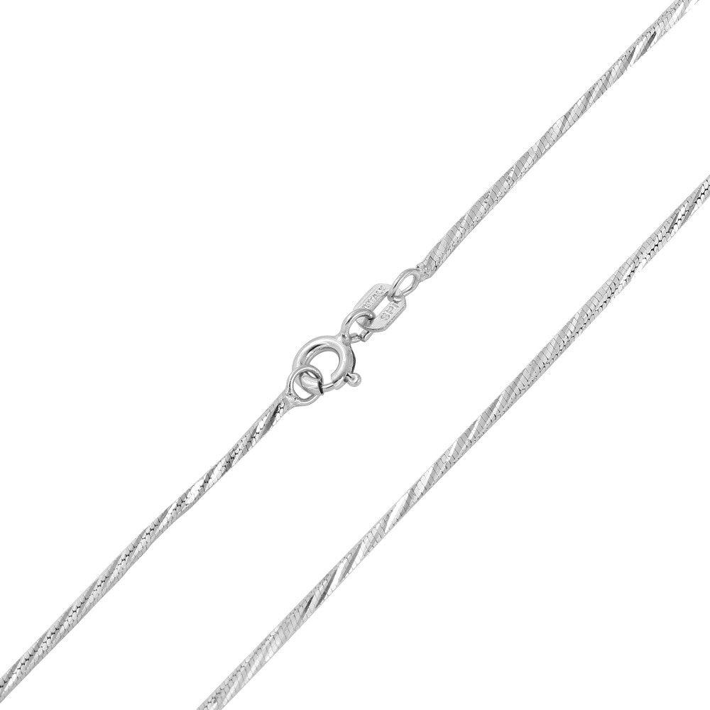 4 Sided Snake 025 DC Rhodium Plated 925 Sterling Silver Chain 1.4mm - CH141 RH